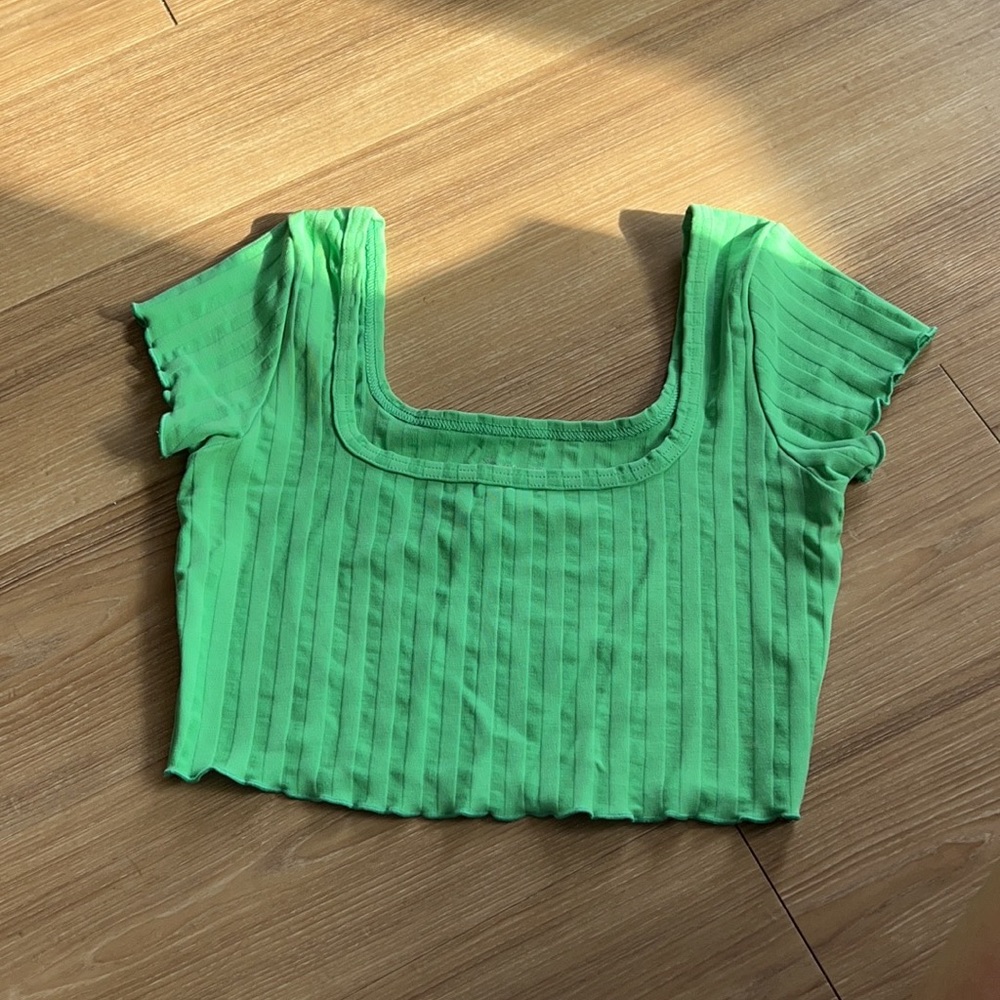 Aerie OFFLINE Green Crop Top Short Sleeve